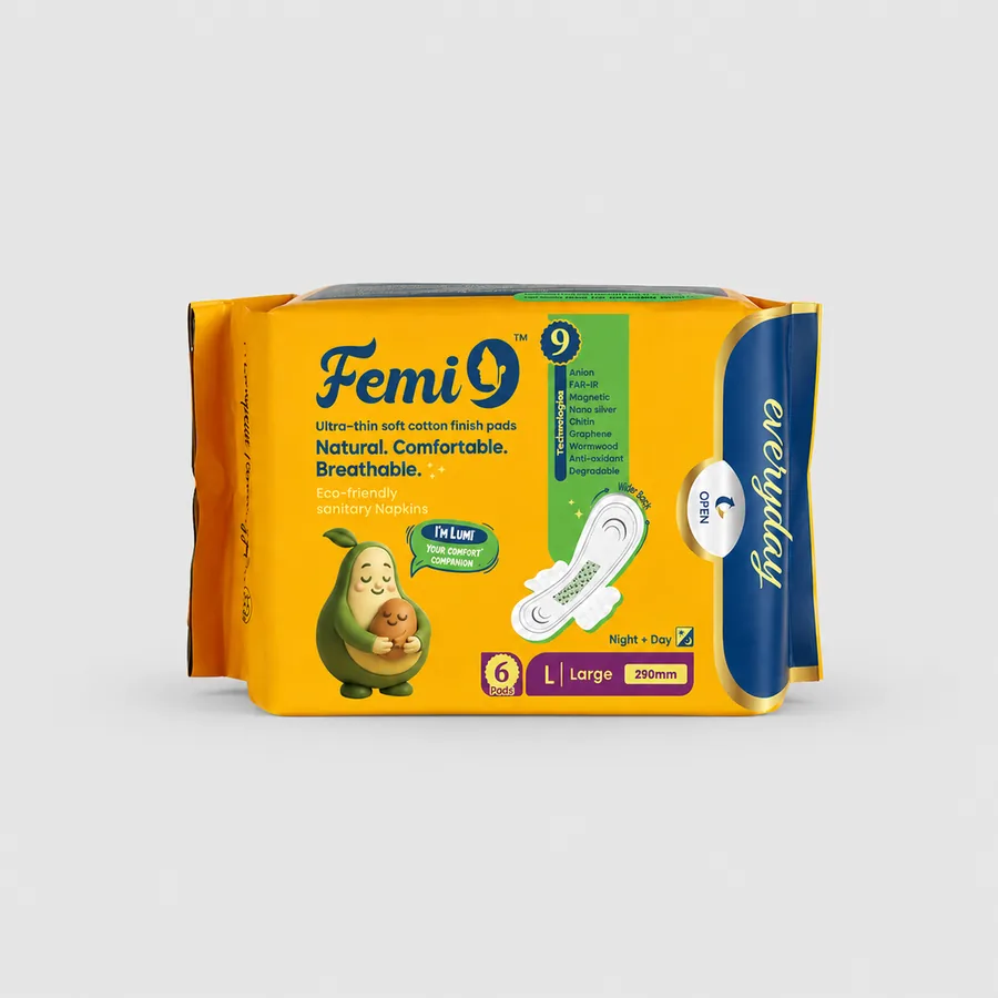 Femi9 Femi9 Over night Sanitary Pads 290mm (6pads)(L) · 6 Pads pack