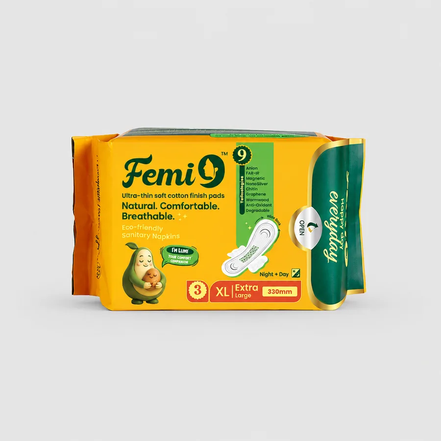 Femi9 Femi9 Cotton Sanitary pads 330mm (3pads) - Trial pack(XL) · 3 Pads pack