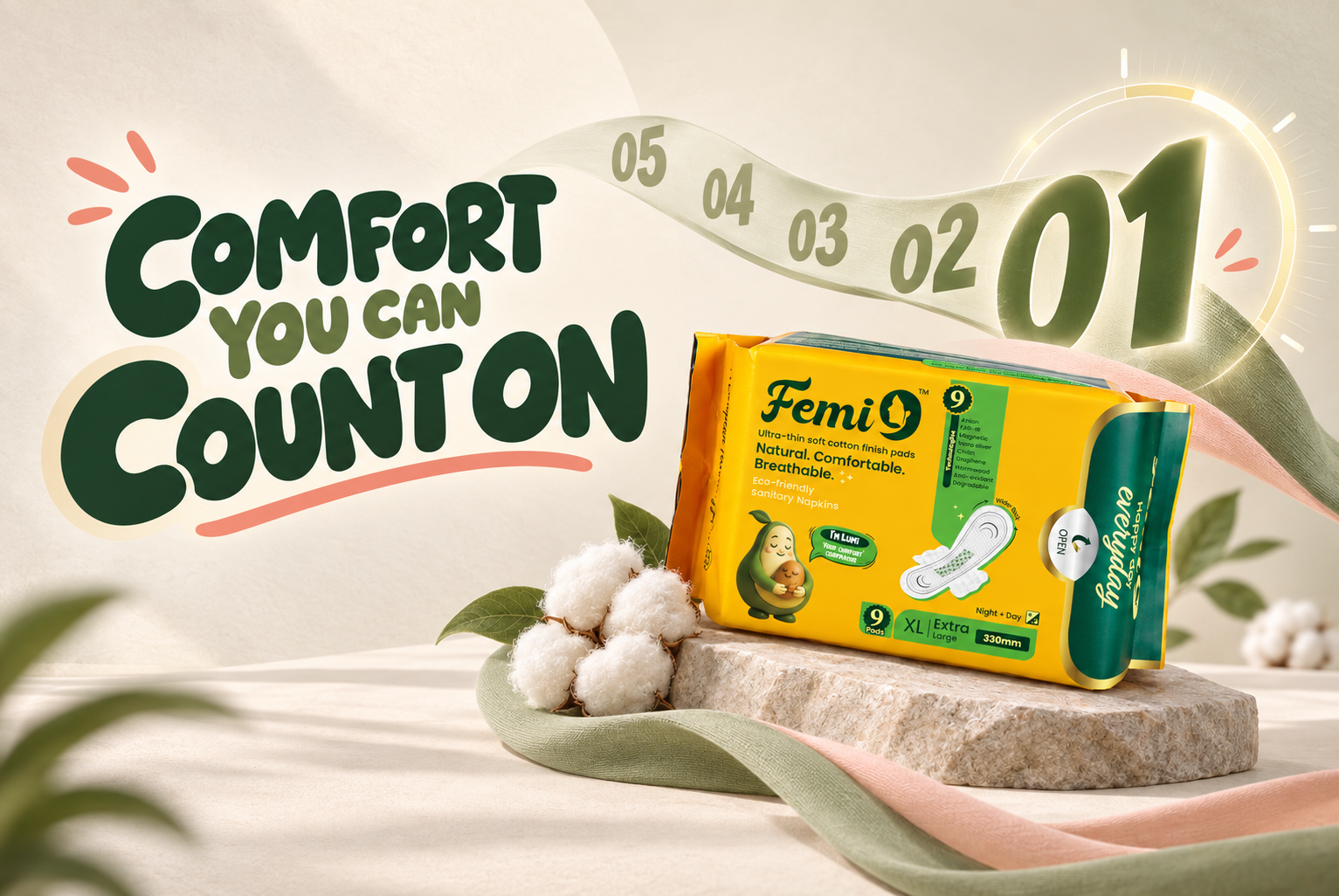 Buy Best Sanitary Napkins Online — Femi9's Organic Cotton Pads, Built for Real Comfort