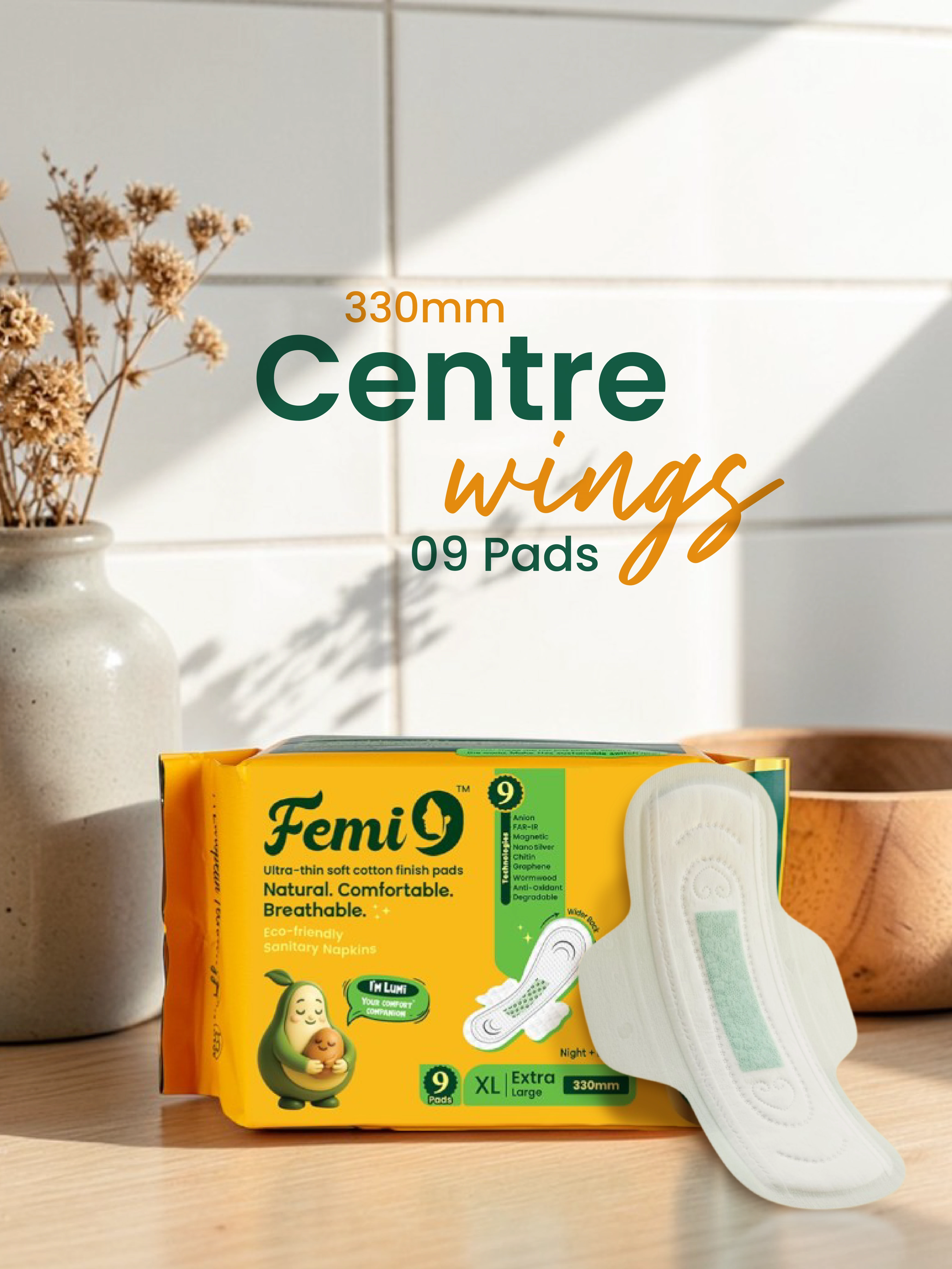 Femi9-330mm X-Large 9 Pads (Single Wings)