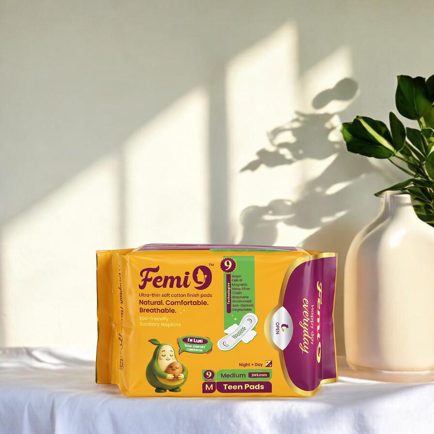 Femi9 Zero Irritation Teen Pads 245mm - 9 Pads