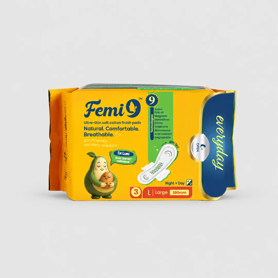 Femi9 leakage free sanitary pads 290mm (3pads) - Trial Pack (L)