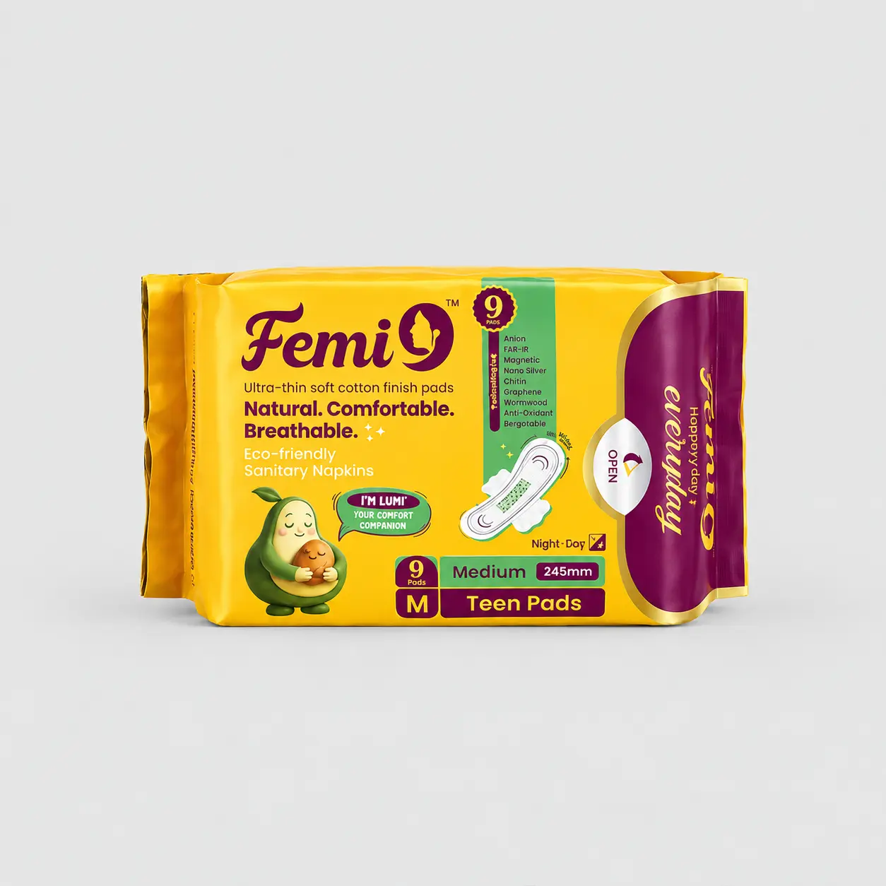 Femi9 Femi9 Zero irritation Teen Pads 245mm (9pads) pack